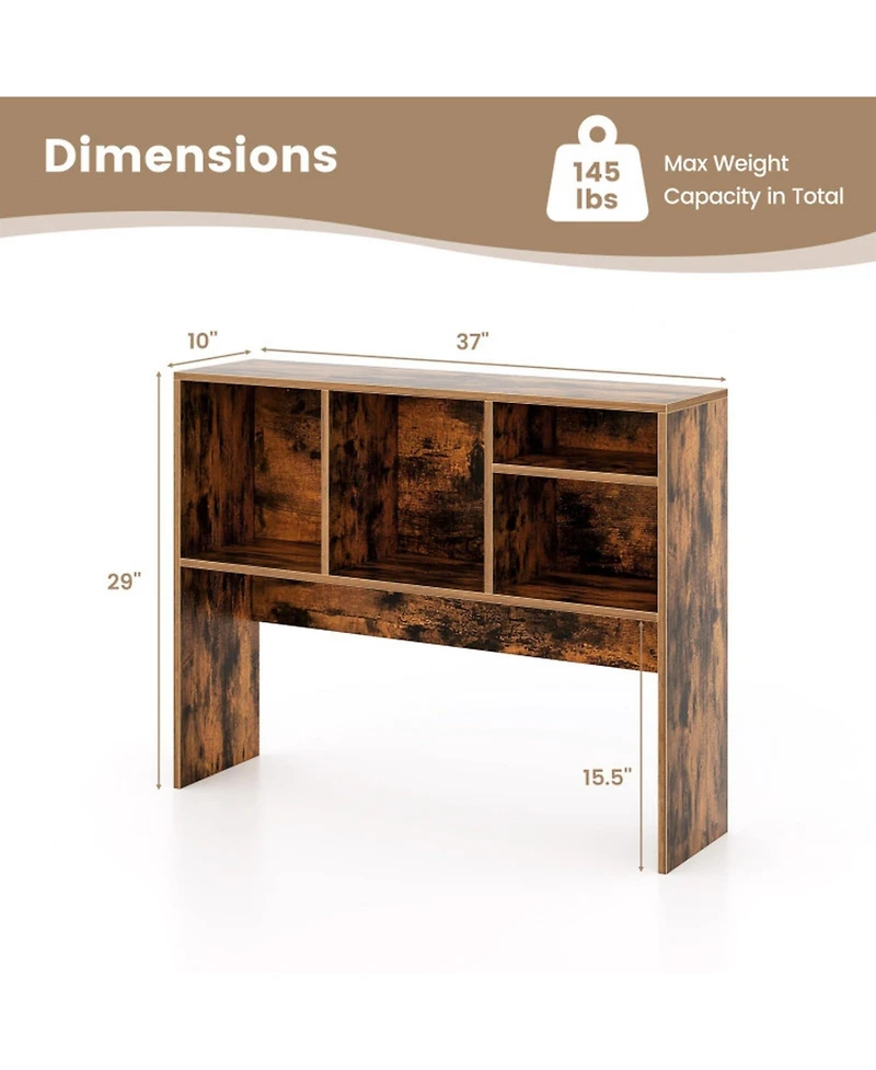 Gouun Desktop Bookcase with 4 Cubbies and Open Back Compartment