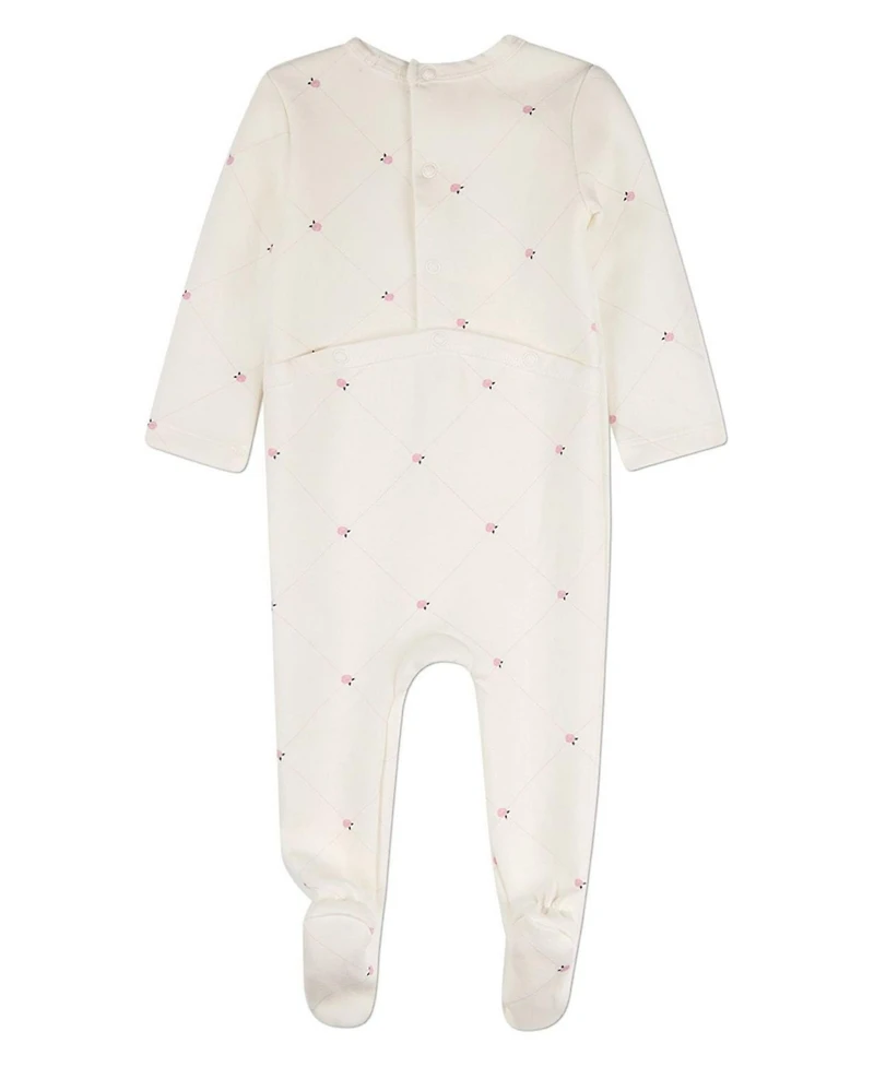 MeMoi Baby Girls "Rosettes and Stitching" Cotton/Rayon-Blend Footie