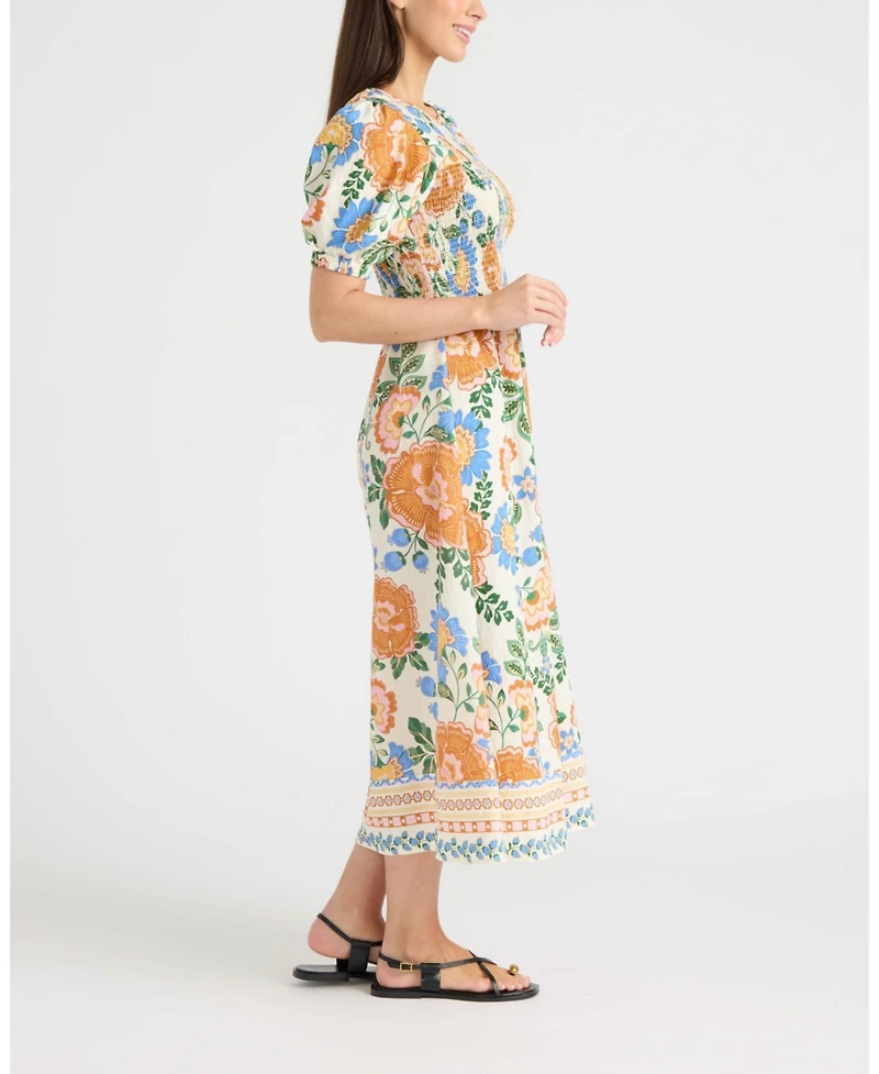 Ellen Tracy Women's Puff-Sleeve Midi Dress