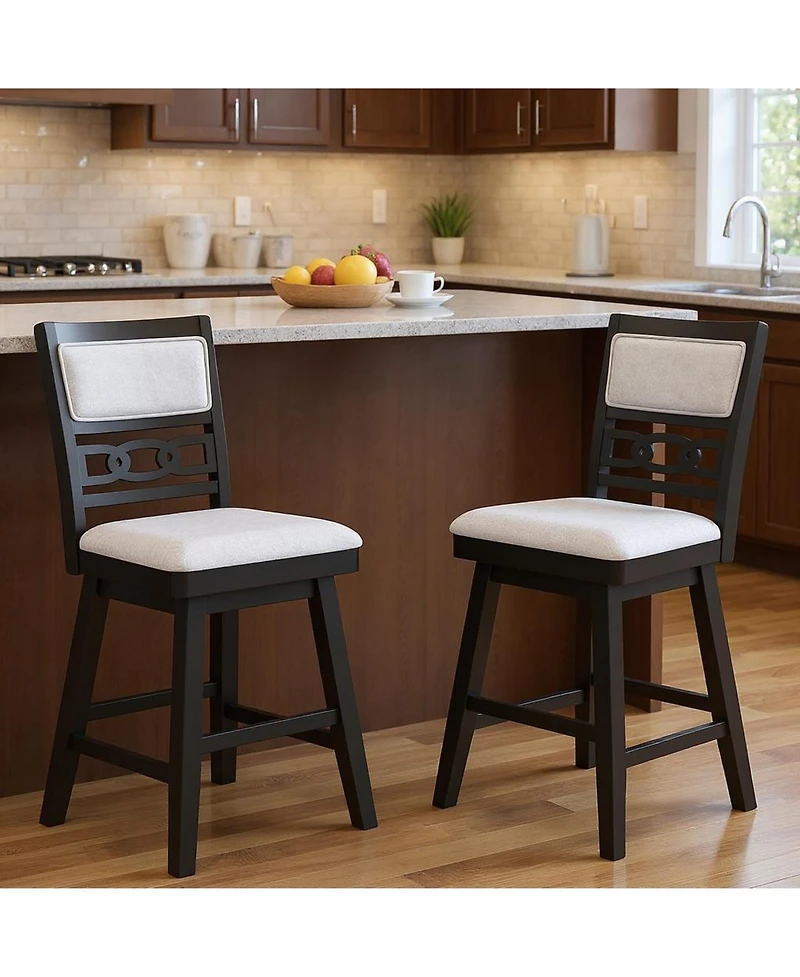 Sugift Swivel Bar Stools Set of Two with Upholstered Backrest