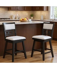 Sugift Swivel Bar Stools Set of Two with Upholstered Backrest