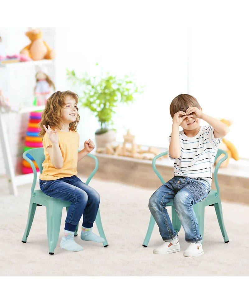 Sugift Set of Two Stackable Steel Armchairs for Kids