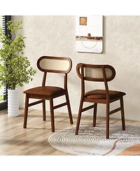 Slickblue Set of 2 Mid Century Wooden Dining Chairs for Indoor Use