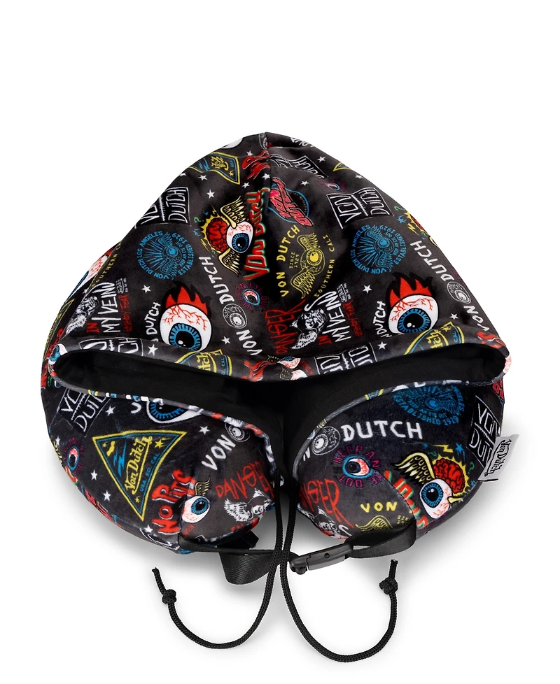 Von Dutch Jax Hooded Memory Foam 11" Travel Neck Pillow