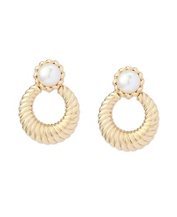 Steve Madden Faux Mother of Pearl Twist Doorknocker Earrings
