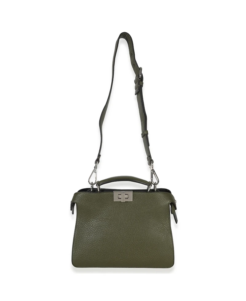 Pre-Owned Fendi Olive Calfskin Leather Mini Peekaboo ISeeU Bag