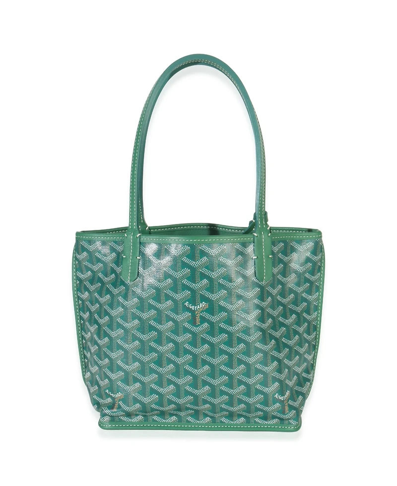 Pre-Owned Goyard Green Goyardine Canvas Reversible Mini Anjou