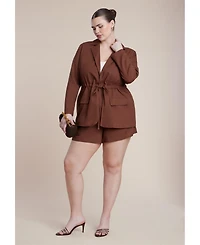 Eloquii Women's Drawstring Waist Linen Blazer