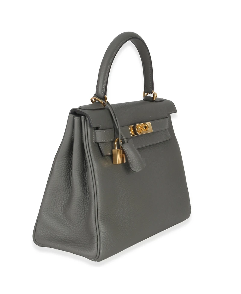 Pre-Owned HERMES Gris Meyer Clemence Kelly 28 Ghw