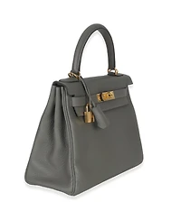 Pre-Owned HERMES Gris Meyer Clemence Kelly 28 Ghw
