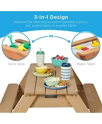 Best Choice Products Kids 3-in-1 Outdoor Convertible Activity Sand and Water Picnic Table with Umbrella