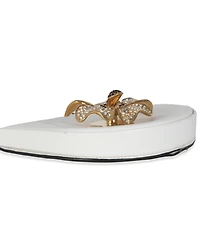 Pre-Owned Loewe White Calfskin Heel Metal Flower Crossbody