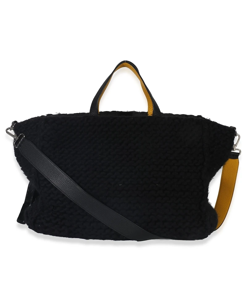 Pre-Owned Fendi Yellow Black Wool Logo Tote
