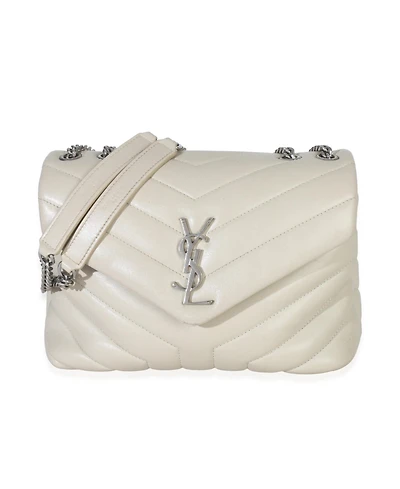 Pre-Owned Saint Laurent Beige Quitlted Calfskin Small Loulou Bag