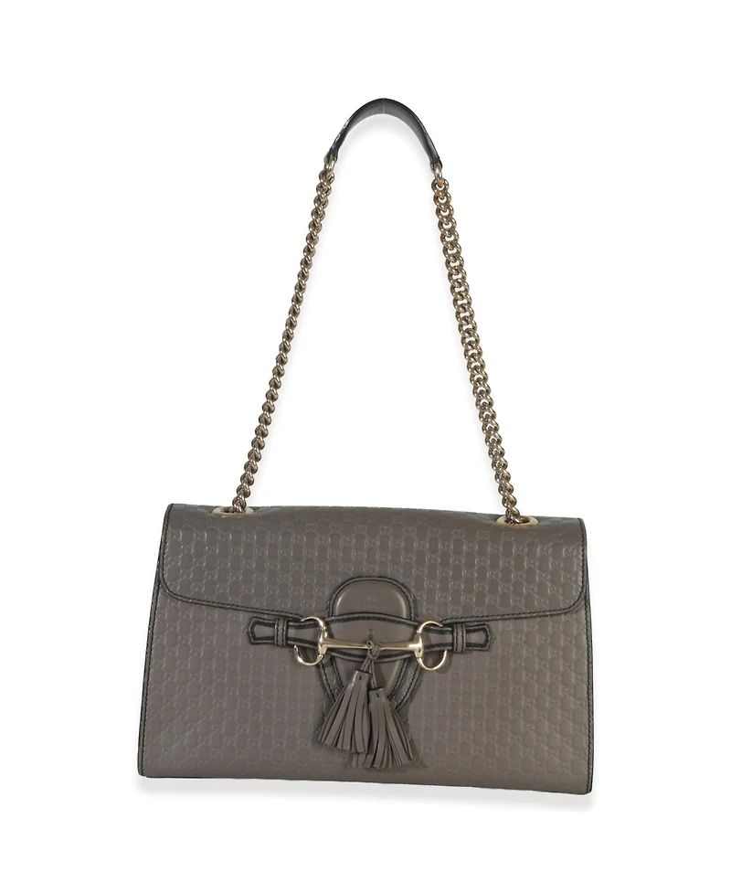 Pre-Owned Gucci Grey Guccissima Emily Leather Medium Chain Shoulder Bag