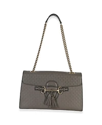 Pre-Owned Gucci Grey Guccissima Emily Leather Medium Chain Shoulder Bag