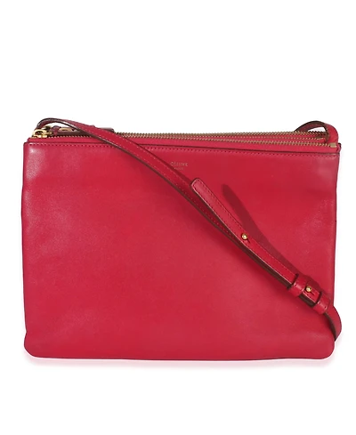 Pre-Owned Celine Fuschia Lambskin Large Trio Crossbody