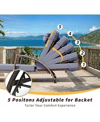 gaomon Set of 2 Patio Chaise Loungers, 5-Position Adjustable, All-Weather Rattan