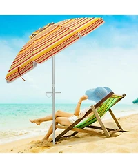 Gouun 6.5 ft Portable Beach Umbrella with Upf 50+ Sun Protection Sand Anchor and Carry Bag