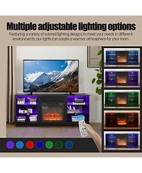 Rainsken 58" Electric Fireplace Tv Stand, Led Media Console for 32-62 Inch TVs with Usb Charging Port, Modern Entertainment Center for Living Roo