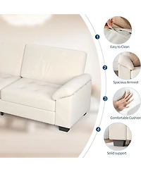 gaomon 90 in 3 Seater Sofa Counch Velvet Upholstered Oversized Loveseat with Soft Spacious Armrests, Comfy Button Tufted Couch for Living Room