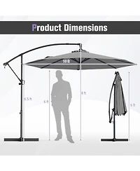 Gouun 10 ft Offset Hanging Patio Umbrella with Infinite Tilt 360-Degree Rotation and Base