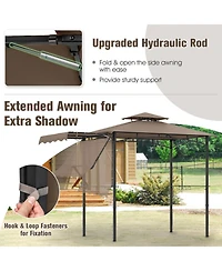 Gouun 11 x 5 ft Grill Gazebo with Extended Side Awning Double-Tier Vented Top and Shelves