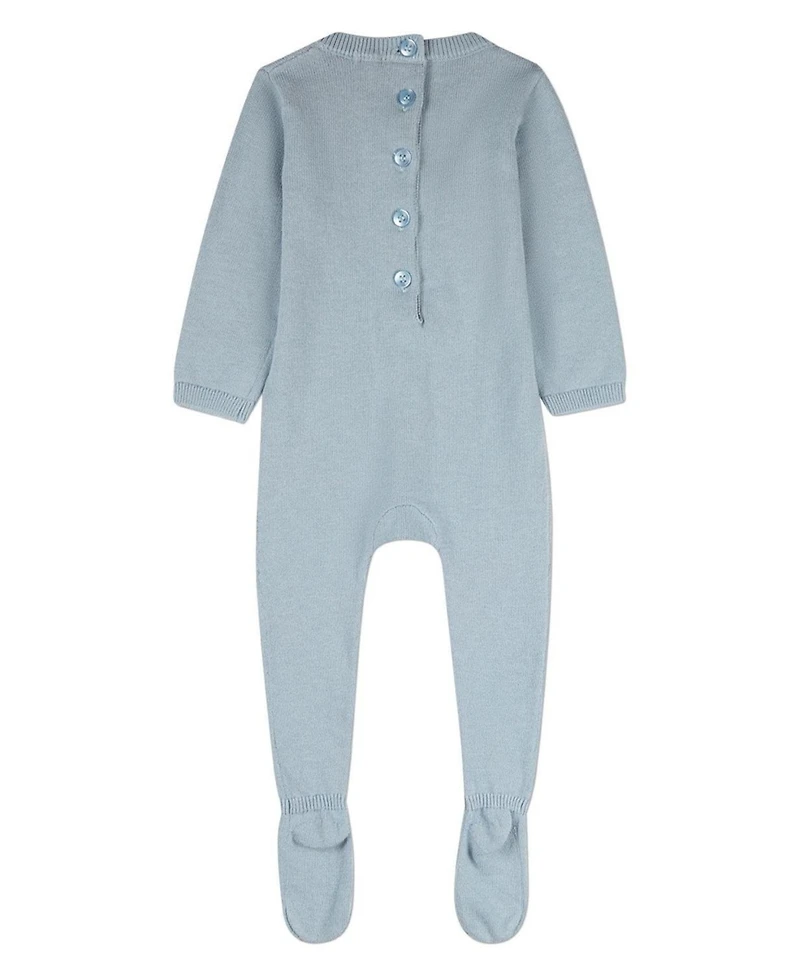 MeMoi Baby Boys 100% Cotton Mini-Ribbed Footie with Tonal Knit Balloon Accent