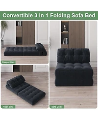 gaomon Folding Sofa Bed, Floor Couch with Pillow, Futon Bed Convertible Sleeper Chair Foldable Mattress Back Support