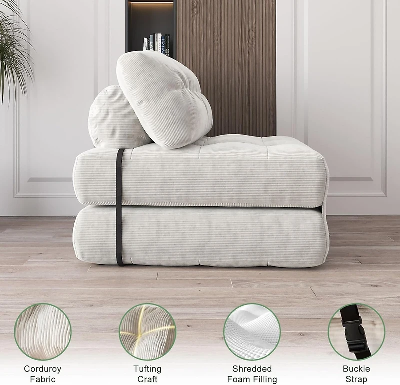 gaomon Folding Sofa Bed, Floor Folding Couch with Pillow, Futon Sofa Bed Convertible Sleeper Chair Foldable Mattress Back Support