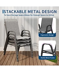 gaomon Patio Chairs Set of 6, Outdoor Stackable Dining Chairs with Textilene Fabric, All-Weather Deck Stacking Chairs with High Back for Backyard
