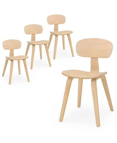 Gymax Modern Dining Chair Set of w/Wide Seat and Curved Backrest Adjustable Foot Pads