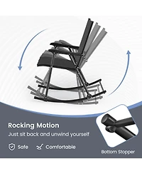 Gymax 4pcs Patio Folding Rocking Chair Heavy-Duty Metal Frame Rockers Outdoor