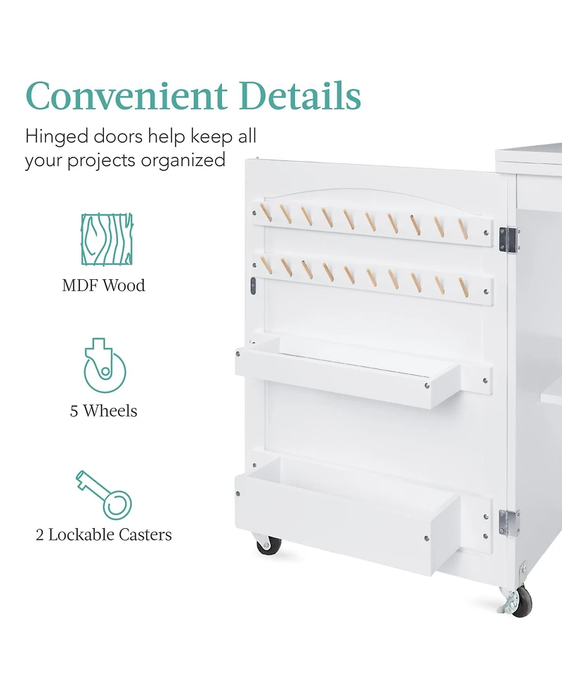 Best Choice Products Sewing Machine Table and Desk w/ Craft Storage and Trays