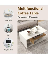 Slickblue Coffee Table with L Shaped Middle Shelf