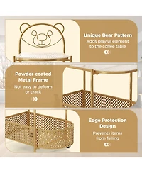 Slickblue Glass Coffee Table 2 Tier Mobile with Bear Design