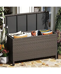 gaomon 185 Gallon All-Weather Wicker Deck Box for Outdoor Storage