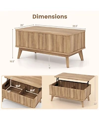 Slickblue Wooden Coffee Table Fluted Lift Top Design