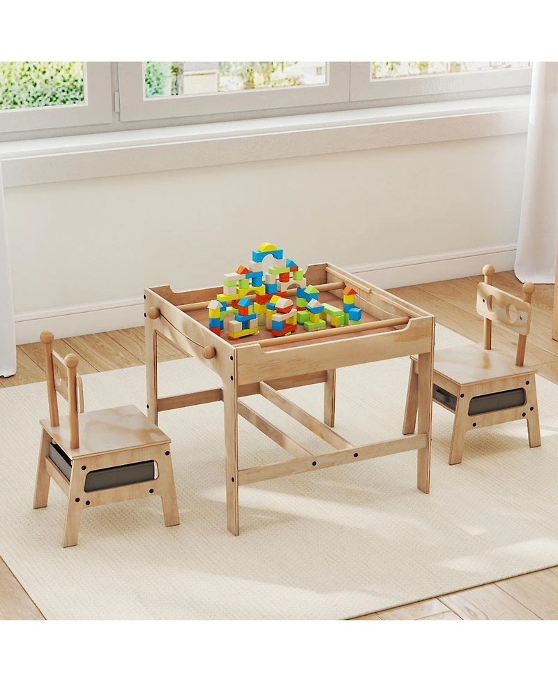 Slickblue Kids Activity Table and Chairs Set with Reversible Whiteboard