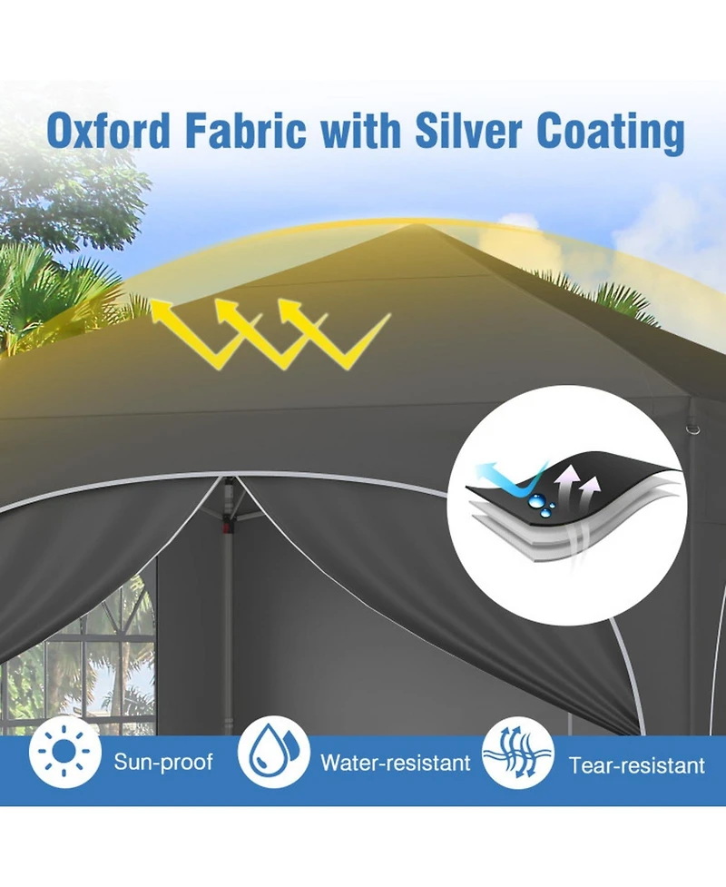 Gouun Pop Up Canopy Tent with Four Removable Sidewalls and Zippered Door