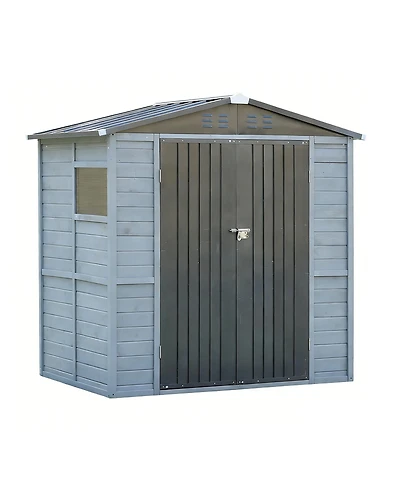 Clihome 4x6FT Iron-Wood Tool Shed Waterproof Outdoor Storage Shed