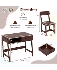 Sugift Kids Desk and Chair Set with Storage Drawer and Hutch