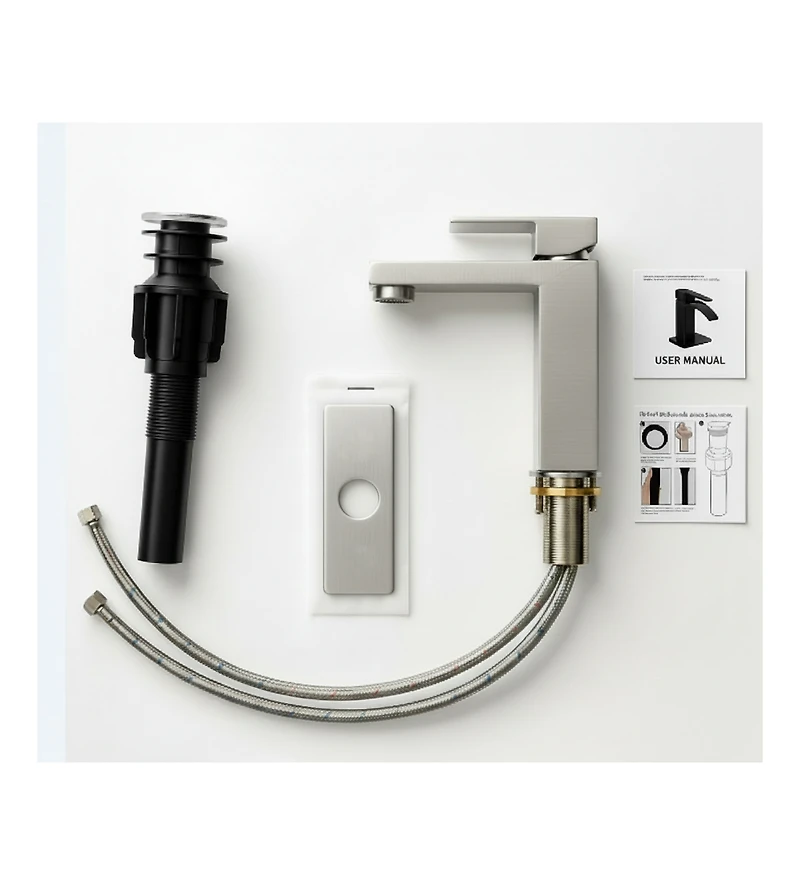 Busdays Single Handle Bathroom Faucet Lavatory Faucet Stainless Steel Single Hole-T20, Brushed Nickel