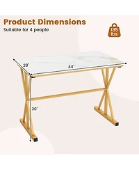 Sugift 44 Inches Sintered Stone Dining Table with Metal Frame and Faux Marble Tabletop