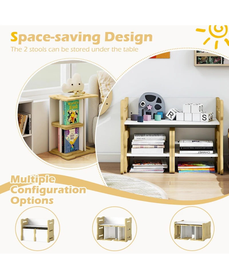 Sugift 3 Piece Toddler Table and Stool Activity Set