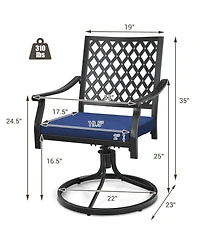 Sugift Set of Two Swivel Outdoor Chairs with Cushions and Steel Base