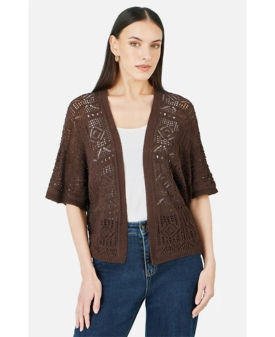 Yumi Women's Crochet Edge To Cardigan