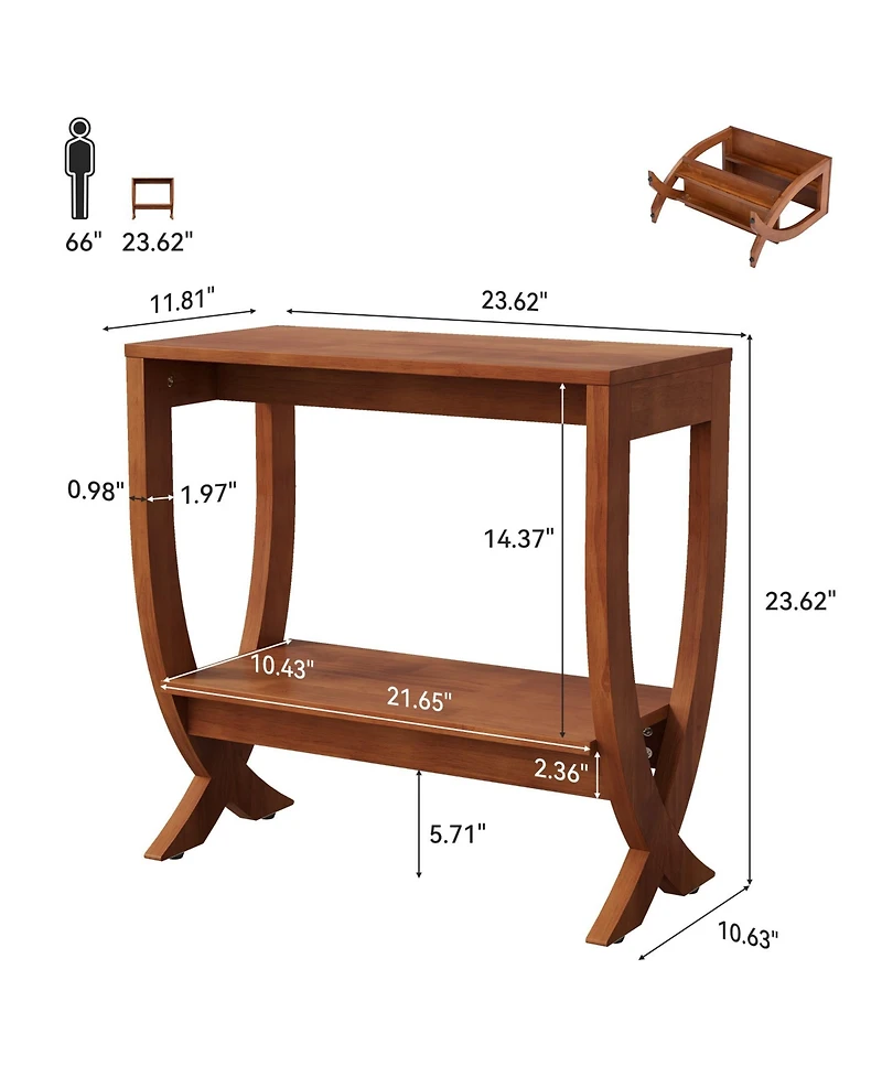 Tribesigns Solid End Table Set of 2, 2-Tier Couch Side Table with Arched Legs
