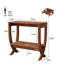 Tribesigns Solid End Table Set of 2, 2-Tier Couch Side Table with Arched Legs