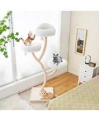 Gymax Cat Tree Tower 70'' Multi-Level Kitten Activity Center w/ 3 Perches and Balls